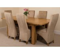 That's Furniture Seattle Oak Extending Dining Table with Lola Fabric Chairs - 6 chairs - Beige