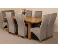 That's Furniture Seattle Oak Extending Dining Table with Lola Fabric Chairs - 8 chairs - Grey