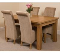 That's Furniture Seattle Oak Extending Dining Table with Montana Fabric Chairs - 4 chairs - Beige