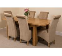 That's Furniture Seattle Oak Extending Dining Table with Montana Fabric Chairs - 6 chairs - Beige