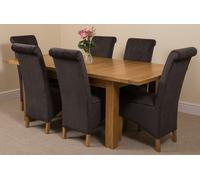 That's Furniture Seattle Oak Extending Dining Table with Montana Fabric Chairs - 6 chairs - Black
