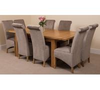 That's Furniture Seattle Oak Extending Dining Table with Montana Fabric Chairs - 8 chairs - Grey