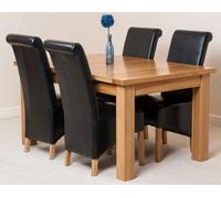That's Furniture Seattle Oak Extending Dining Table with Montana Leather Chairs - 4 chairs - Black