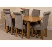That's Furniture Seattle Oak Extending Dining Table with Washington Fabric Chairs - 6 chairs - Grey