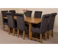 That's Furniture Seattle Oak Extending Dining Table with Washington Fabric Chairs - 8 chairs - Black