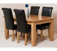 That's Furniture Seattle Oak Extending Dining Table with Washington Leather Chairs - 4 chairs - Black