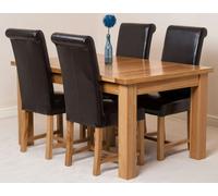 That's Furniture Seattle Oak Extending Dining Table with Washington Leather Chairs - 4 chairs - Brown