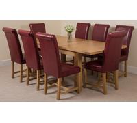 That's Furniture Seattle Oak Extending Dining Table with Washington Leather Chairs - 8 chairs - Burgundy