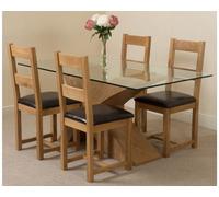 That's Furniture Valencia 160 Cm X 90 Cm Glass Dining Table And 4 Chairs Dining Set With Lincoln Chairs