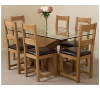 That's Furniture Valencia 160 Cm X 90 Cm Glass Dining Table And 6 Chairs Dining Set With Lincoln Chairs