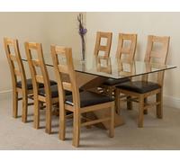 That's Furniture Valencia Oak Large Glass Dining Table & Yale Oak Chairs - Natural Oak - 6 chairs