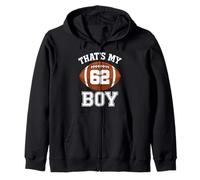 Thats My Boy Number 62 Biggest Fan Football Dad Mom Woman Zip Hoodie