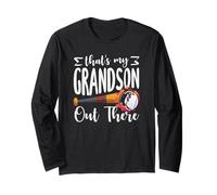 Thats My Grandson Out There Baseball Fire Bat Long Sleeve T-Shirt
