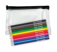 That's My Pencil - 12 Colouring Pencils Personalised/Embossed/Printed with Name or a message in Clear Pencil Case