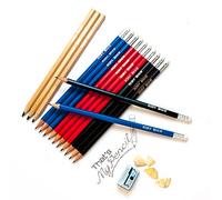 That's My Pencil 12 HB Pencils + 3 Rainbow Pencils - All embossed with Name, Hexagonal Pencils Made in Germany and Printed in the UK (Mix NAVY/BLACK/RED)