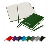 That's My Pencil Brand Luxury Italian Style A5 Notebook/Journal Stitched Cover personalised/printed with name inc Matching Pen (Bottle Green)