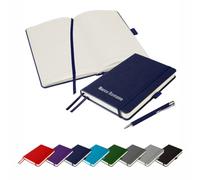 That's My Pencil Brand Luxury Italian Style A5 Notebook/Journal Stitched Cover personalised/printed with name inc Matching Pen (Navy Blue)