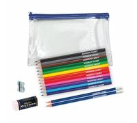 That's My Pencil - Embossed Colouring Pencils and 2 HB in Clear Exam Pencil Case Personalized with Name with Sharpener and Eraser (Navy Blue)