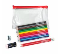 That's My Pencil - Embossed Colouring Pencils and 2 HB in Clear Exam Pencil Case Personalized with Name with Sharpener and Eraser (Red)