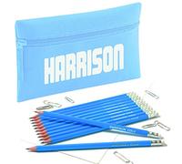 That's My Pencil - Zip Pencil Case with name and 12 embossed HB eraser tipped pencils embossed with name (Sky Blue)