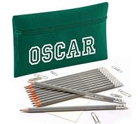 That's My Pencil - Zip Pencil Case with name and 12 embossed HB eraser tipped pencils embossed with name (Bottle Green)