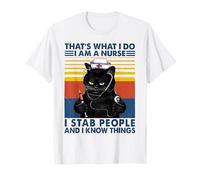 That's What I Do I Am A Nurse I Stab People Cat Vintage T-Shirt