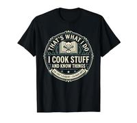 That's What I Do I Cook Stuff and Know Things Chef Funny Value Graphic T-Shirt, Men, Black, M