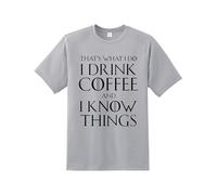 That's What I Do I Drink Coffee & I Know Things Men's T-Shirt | Crew Neck Unisex T-Shirt |Regular Fit 100% Cotton Quality Printed T-Shirt Top for UK Men/Women
