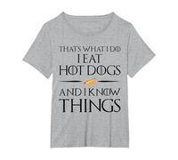 That's What I Do I Eat and Know Things - Hot Dogs T-Shirt, Women's Plus, Heather Grey, 1X