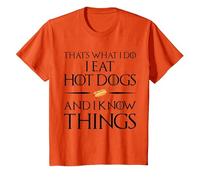 That's What I Do I Eat and Know Things - Hot Dogs T-Shirt, Youth, Orange, Medium