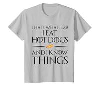 That's What I Do I Eat and Know Things - Hot Dogs T-Shirt, Youth, Silver Grey, Large
