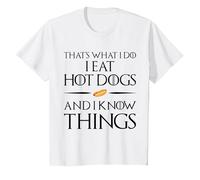 That's What I Do I Eat and Know Things - Hot Dogs T-Shirt, Youth, White, X-Small