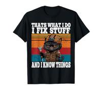 That's What I Do I Fix Stuff And I Know Things Black Cat T-Shirt