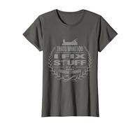 That's What I Do I Fix Stuff and I Know Things Funny Saying T-Shirt, Women, Asphalt Grey, Medium