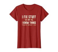 That's What I Do I Fix Stuff and I Know Things Funny Saying T-Shirt, Women, Cranberry Red, 3X-Large