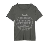 That's What I Do I Fix Stuff and I Know Things Funny Saying T-Shirt, Women's Plus, Asphalt Grey, 2X