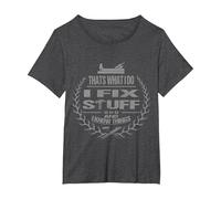 That's What I Do I Fix Stuff and I Know Things Funny Saying T-Shirt, Women's Plus, Dark Heather Grey, 2X
