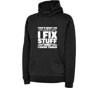 That's What I Do I Fix Stuff And I Know Things Hoodie Mechanic Shirt Funny Saying Work Wears Vintage Retro Carpenters, Mechanics Jokes Unisex Gift Adult Hooded Wear Navy