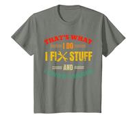 That's What I Do I Fix Stuff and Know Things Fathers Day T-Shirt, Youth, Olive Heather, 4T