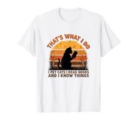 That's What I Do I Pet Cats Read Books Know Things Value Graphic T-Shirt, Men, White, L