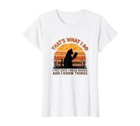 That's What I Do I Pet Cats Read Books Know Things Value Graphic T-Shirt, Women, White, S
