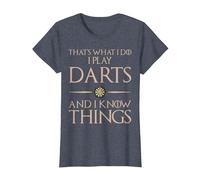 That's What I Do I Play and Know Things - Darts T-Shirt, Women, Heather Blue, X-Small