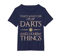 That's What I Do I Play and Know Things - Darts T-Shirt, Women's Plus, Navy Blue, 6X
