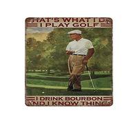 That's What I Do I Play Golf I Drink Bourbon and I Know Things Metal Tin Sign Gift for Sports Lover Golf Lover Gift Cafes Bar Sign Home Decoration 12x12 Inch Square Sign
