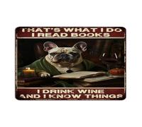 That's What I Do I Read Books I Drink Funny Novelty Metal Sign Fashion Chic Front Door Wall Art Plaques Book Lovers Animal Picture Wall Decorations Aluminum Tin Signs for Fence Outside House 12x18