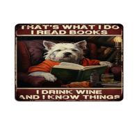 That's What I Do I Read Books I Drink Rustic Metal Sign Funny Novelty Laundry Wall Art Plaques Book Lover Readers Writers Librarian Wall Decorations Garage Signs for Fence Coffee Bar Front Door 10x14