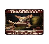 That's What I Do I Read Books I Drink Wine And I Know Things Farmhouse Metal Tin Sign Hanging Laundry Wall Art Plaques Librarian Wall Décor Garage Signs for Garage Garden Office 8x12 Inch