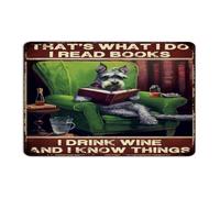 That's What I Do I Read Books I Drink Wine And I Know Things Farmhouse Metal Tin Sign Retro Restaurants Wall Art Plaques Librarian Home Decor Aluminum Tin Signs for Garden Porch Yard 12x18 Inch