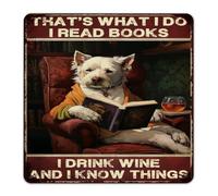 That's What I Do I Read Books I Drink Wine Country Metal Sign Decorative Coffee Bar Wall Art Plaques Book Lover Readers Writers Librarian Home Décor Metal Plaque for Patio Dining Room Outside 12x12