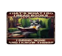That's What I Do I Read Books I Drink Wine Country Metal Signs Outdoor Decorative Garage Wall Art Plaques Book Lovers Animal Picture Room Decor for Men Metal Plaque for Indoor House Outside 8x12